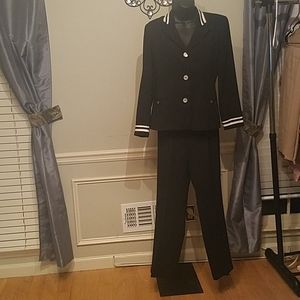 petite black and white suit